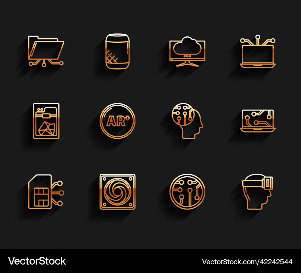 Set line sim card computer cooler folder Set line sim card computer cooler folder vector image
