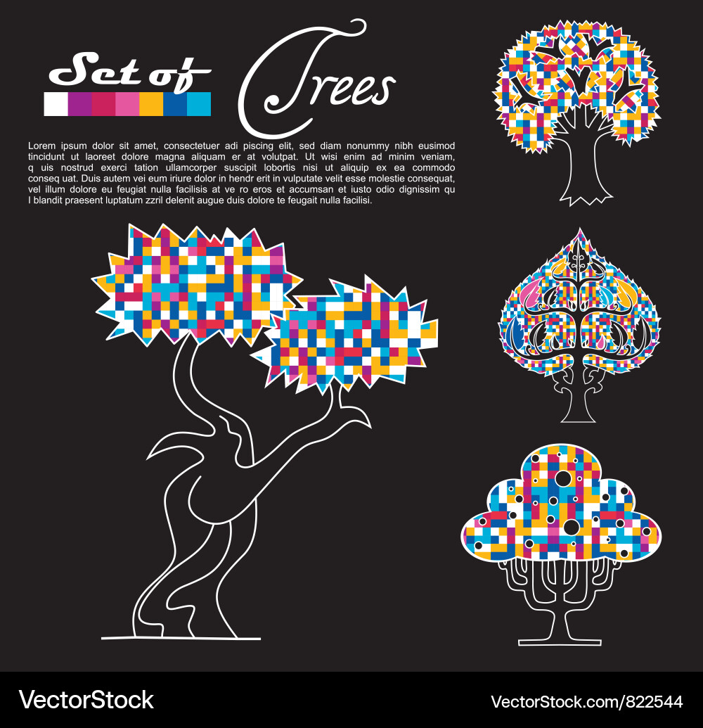 Set of abstract trees Vector Image