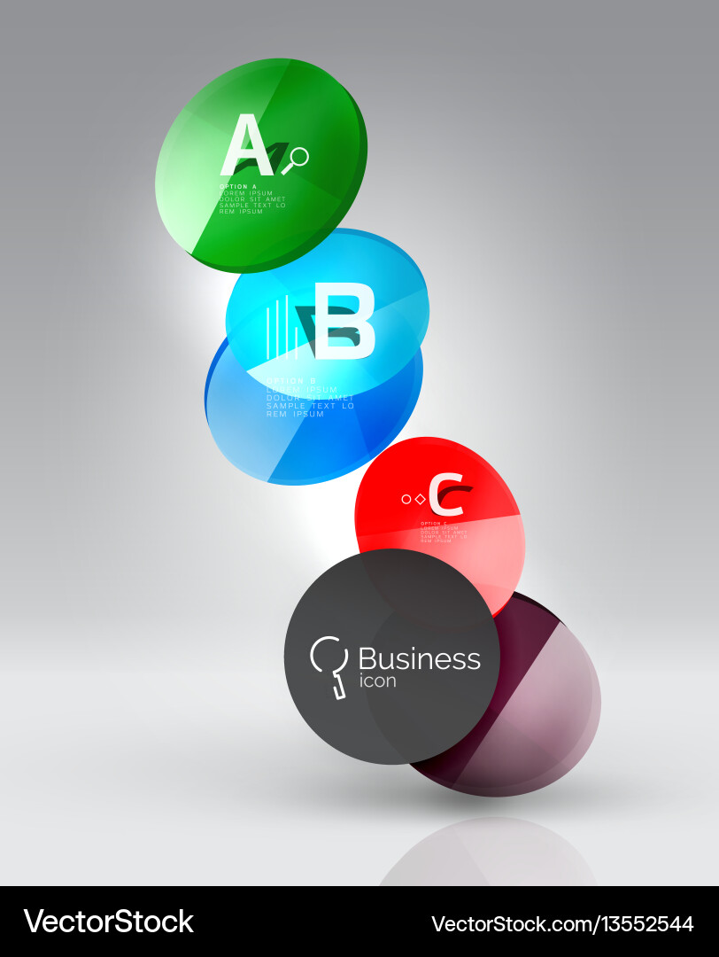 Shiny circles with text in 3d space Shiny circles with text in 3d space vector image