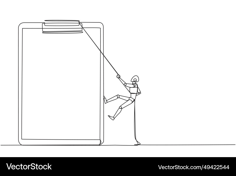 Single continuous line drawing smart robot vector image