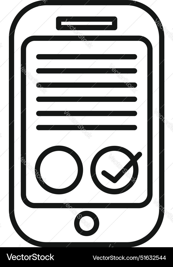 Smartphone showing validating a checklist on its Smartphone showing validating a checklist on its vector image