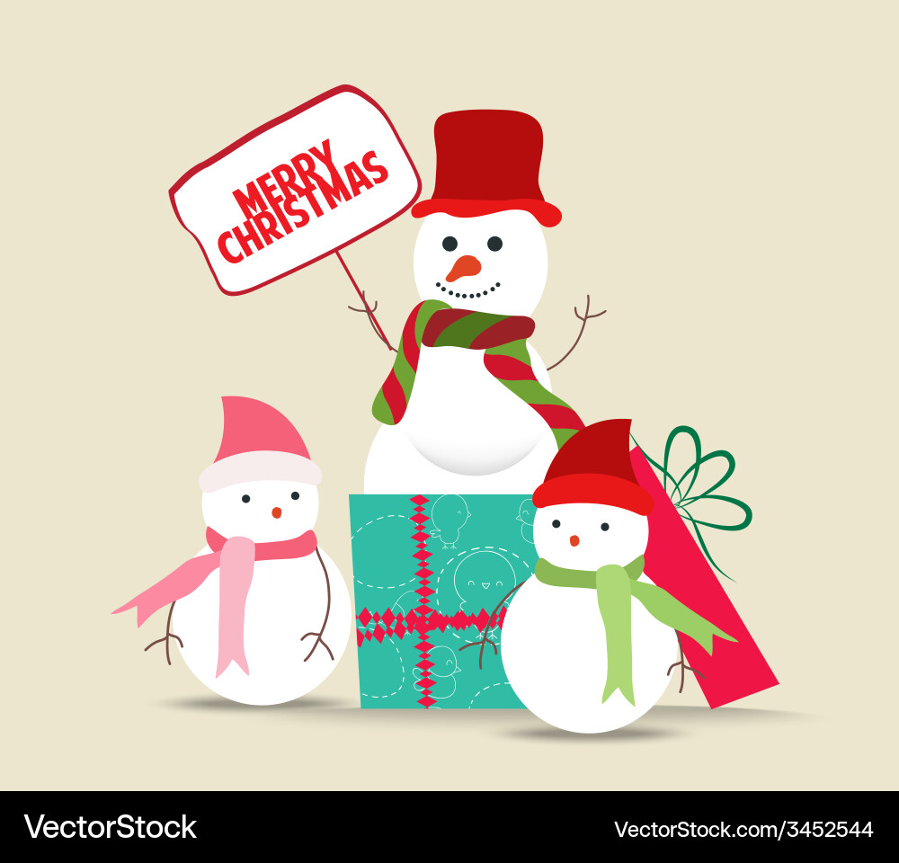 Snowman family christmas card Vector Image
