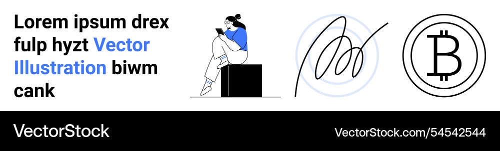 Typography with a female reader dynamic signature Typography with a female reader dynamic signature vector image