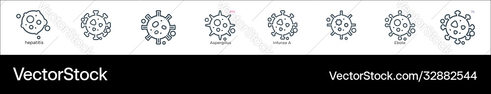 Viruses and diseases line icons linear set Viruses and diseases line icons linear set vector image