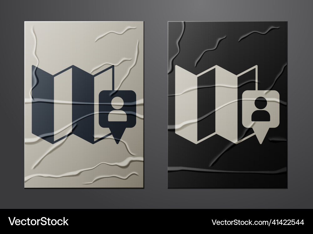 White folded map with location marker icon Vector Image