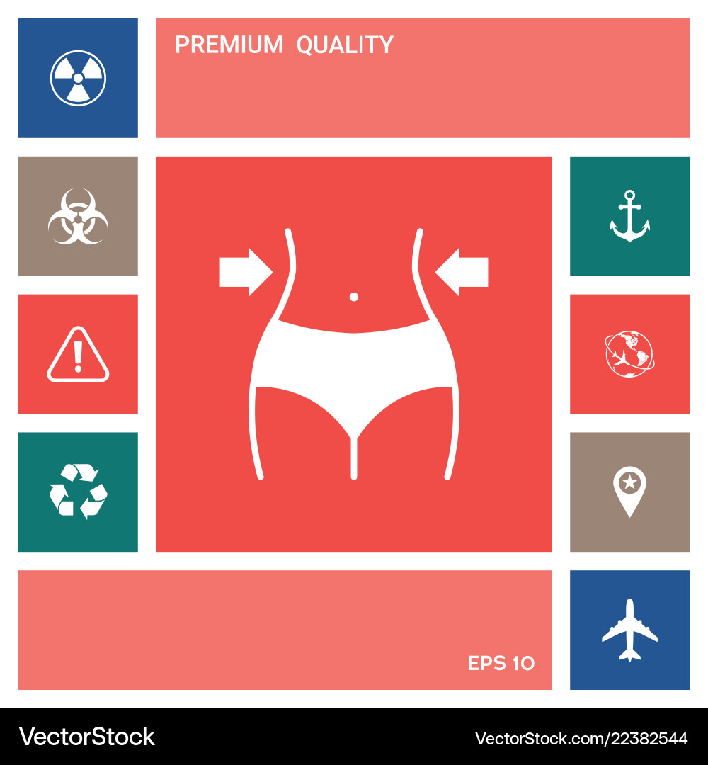 Women waist weight loss diet waistline icon Women waist weight loss diet waistline icon vector image