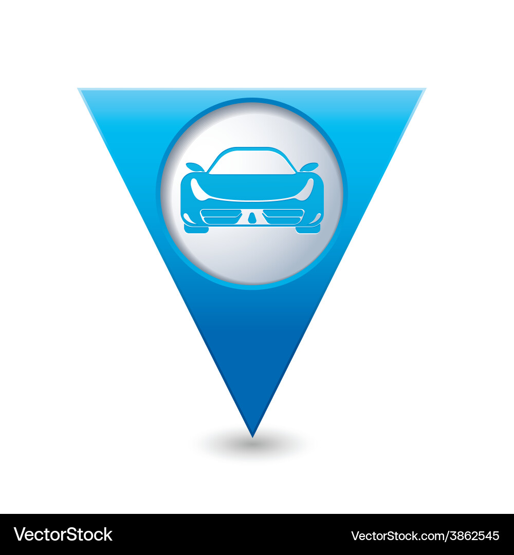 Car blue triangular map pointer vector image