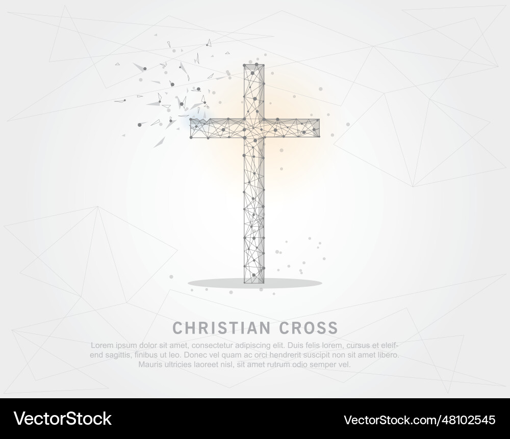 Christian cross abstract mesh line vector image