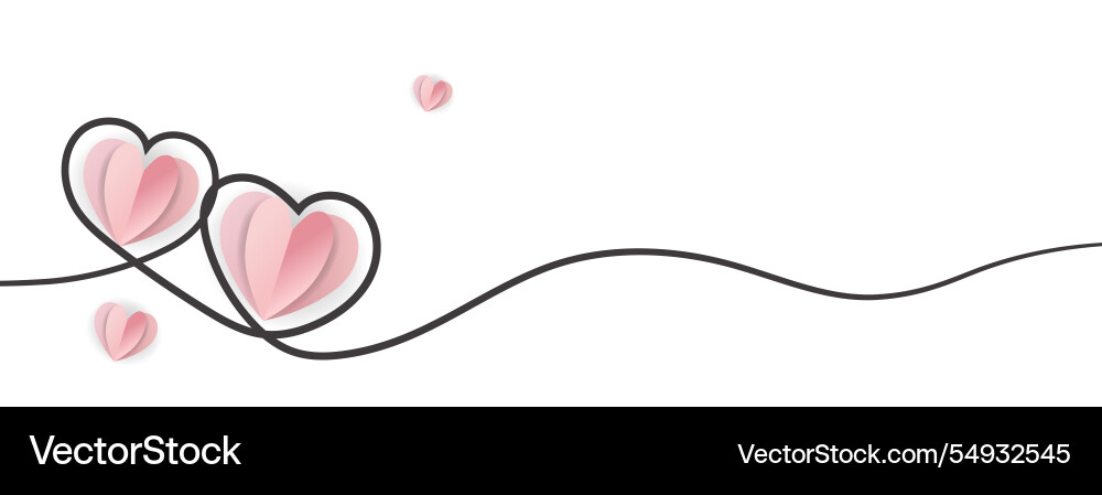 Continuous line heart shape border with realistic Vector Image