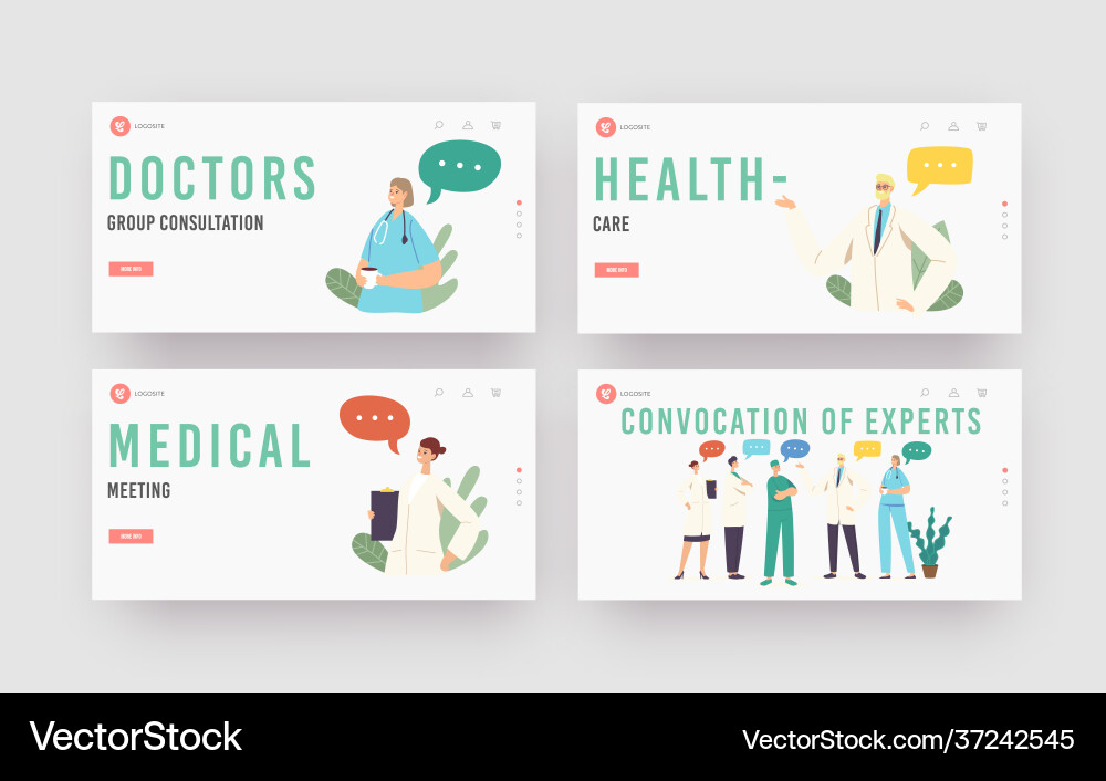 Convocation experts landing page template set Vector Image