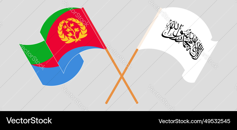 Crossed and waving flags of eritrea taliban Crossed and waving flags of eritrea taliban Vector Image