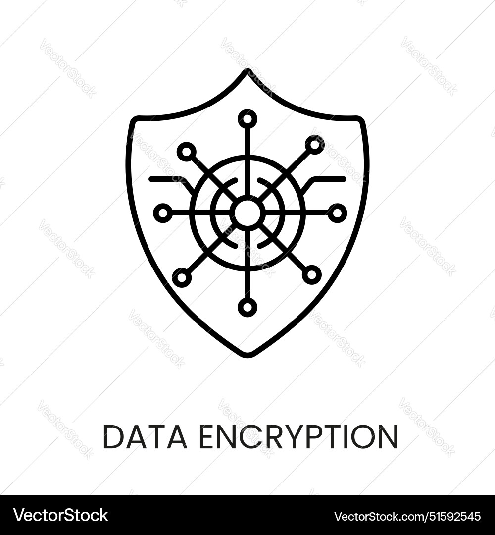 Data encryption line icon with editable vector image