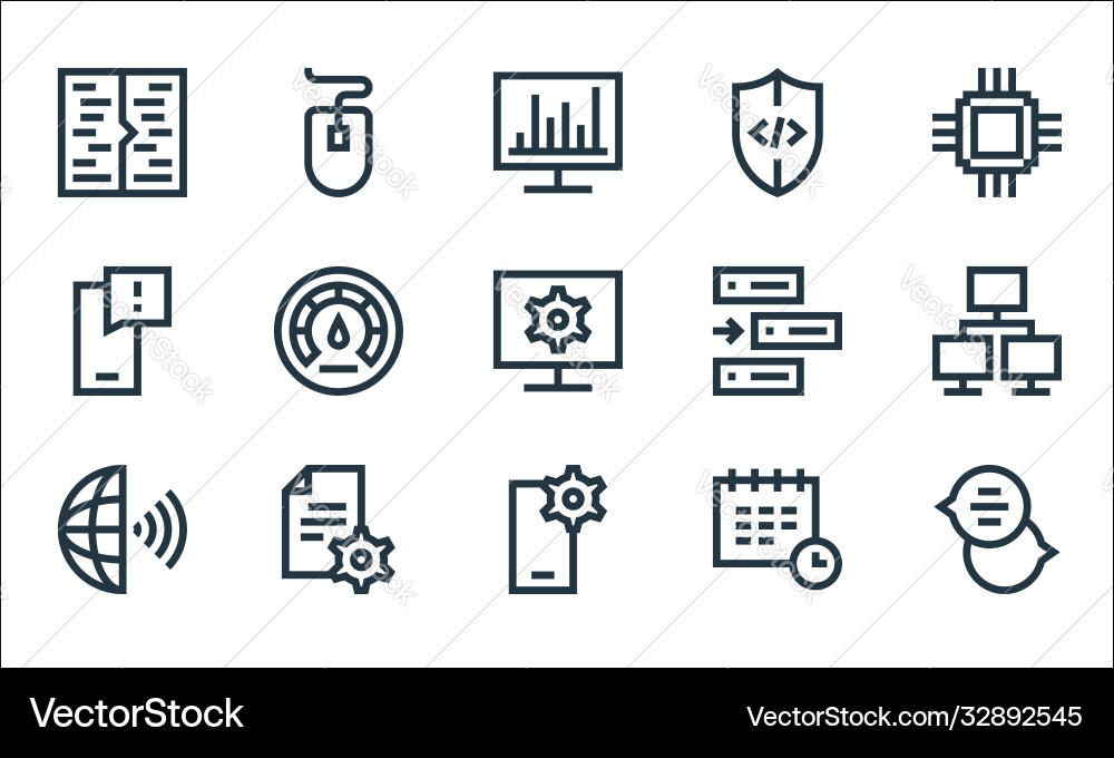 Development line icons linear set quality Development line icons linear set quality Vector Image