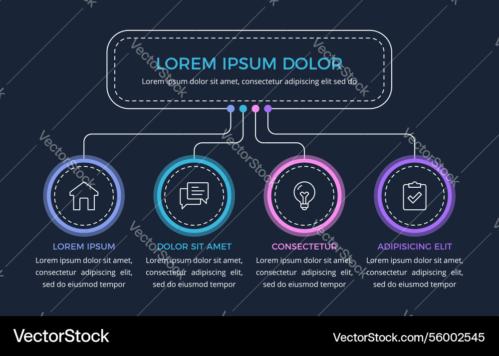 Flowchart with 4 elements Vector Image