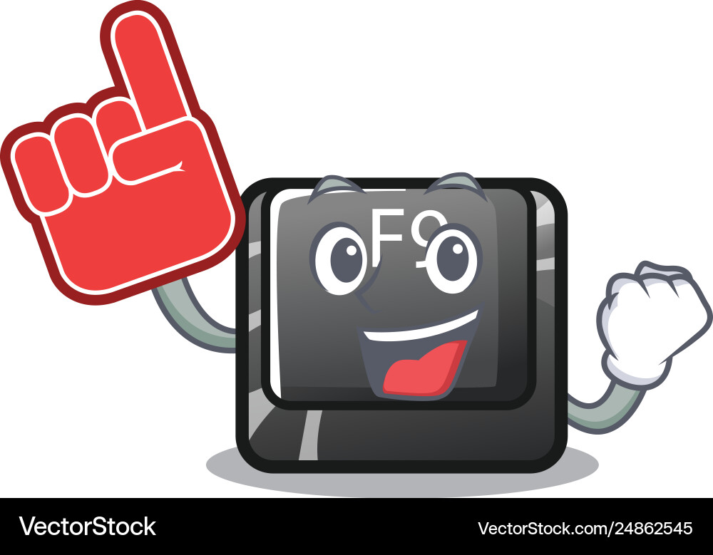 Foam finger button f9 on a cartoon computer vector image