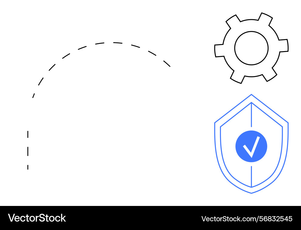 Gear with shield and checkmark representing secure Gear with shield and checkmark representing secure vector image