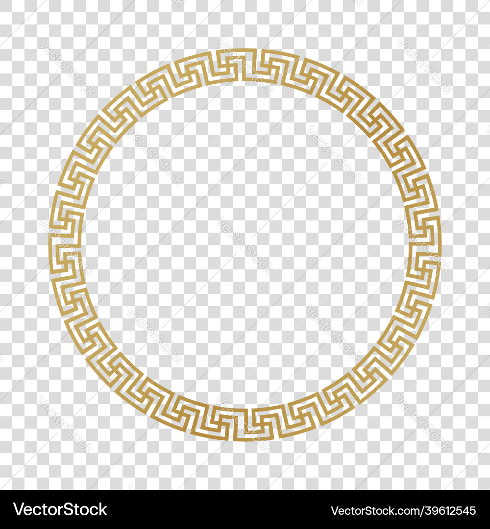 Greek gold frame circle meander pattern Royalty Free Vector