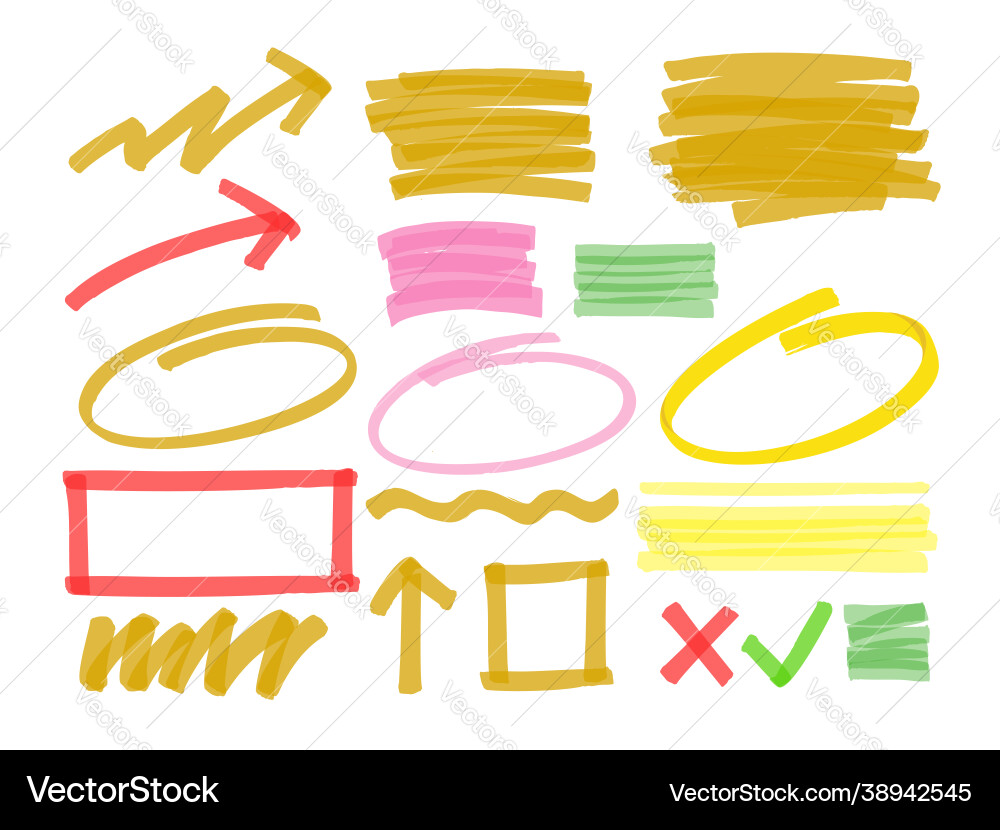 Highlighter Marker Elements Collection Vector Image