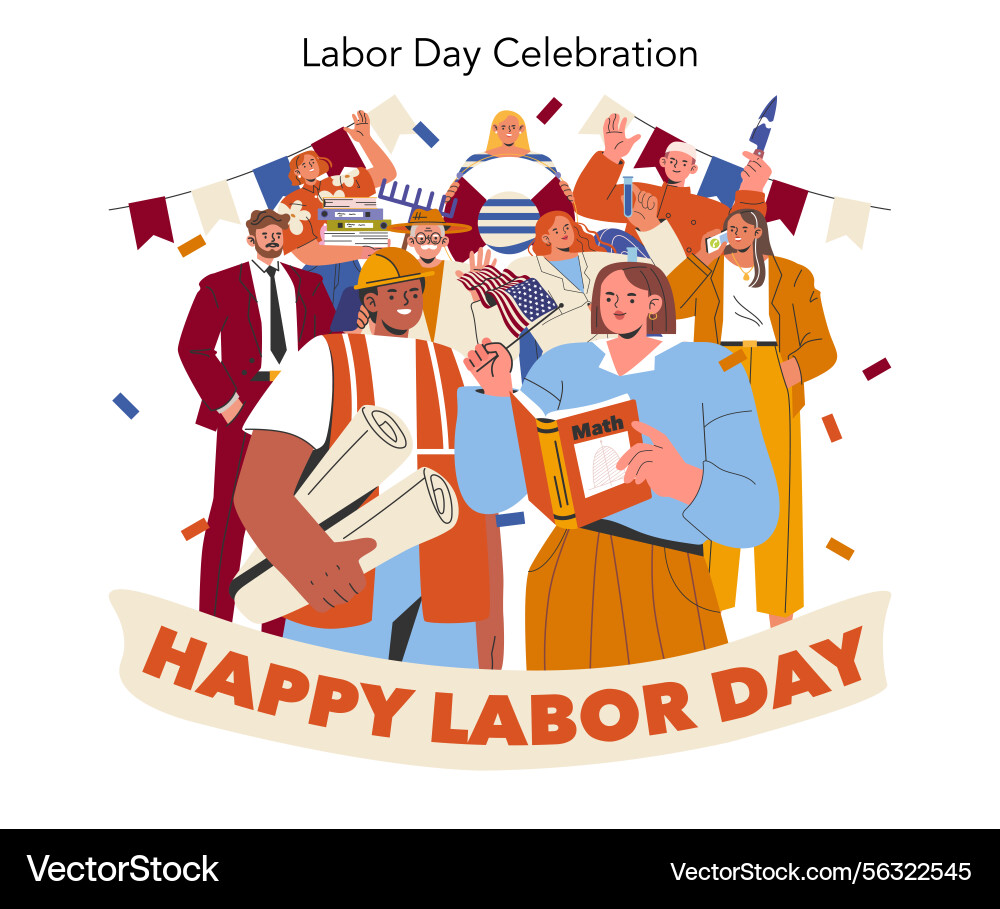 Labor Day Celebration Flat Vector Royalty Free Vector Image