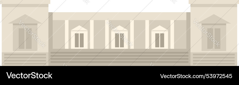 Large retro building with columns and stairs flat Large retro building with columns and stairs flat Vector Image