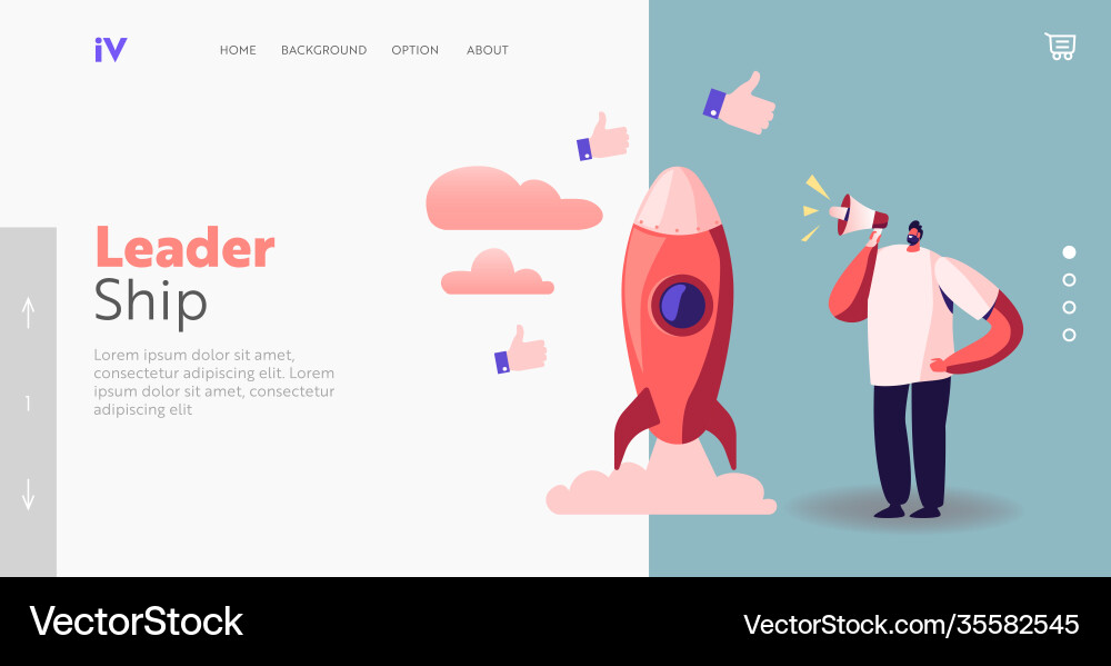 Man presenting start up project landing page Vector Image