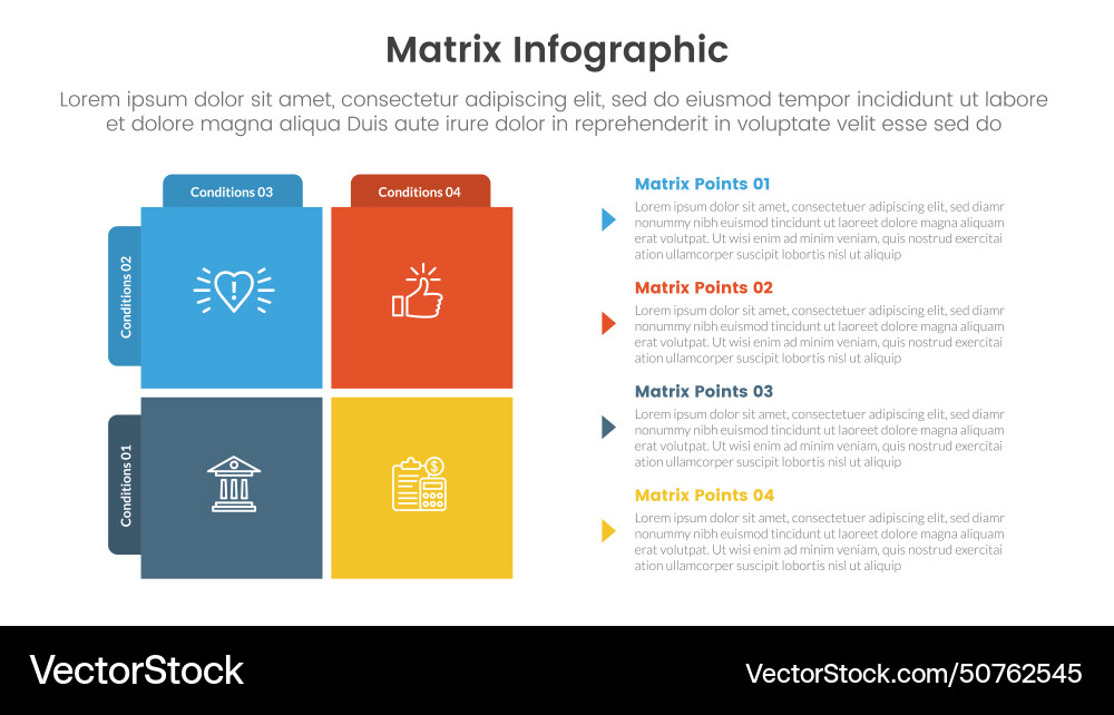 Matrix structure model template for infographic Matrix structure model template for infographic vector image