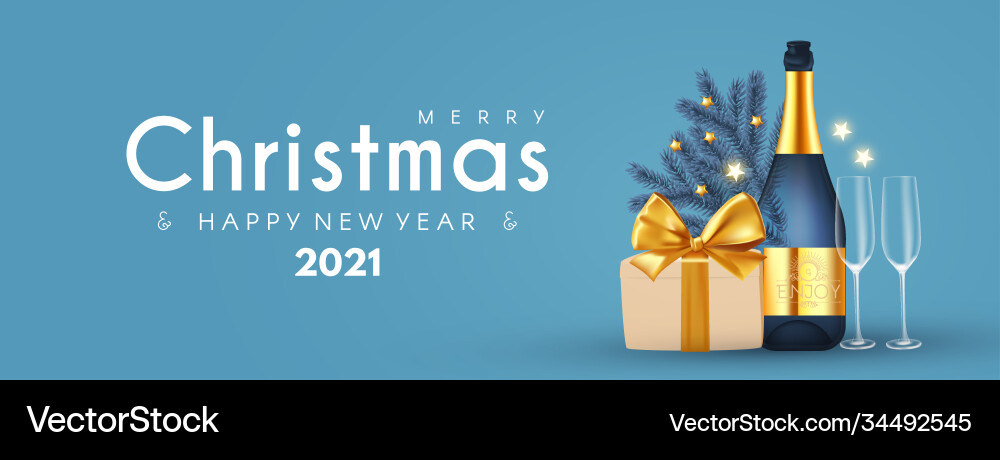 Merry christmas and happy new 2021 year poster Merry christmas and happy new 2021 year poster vector image