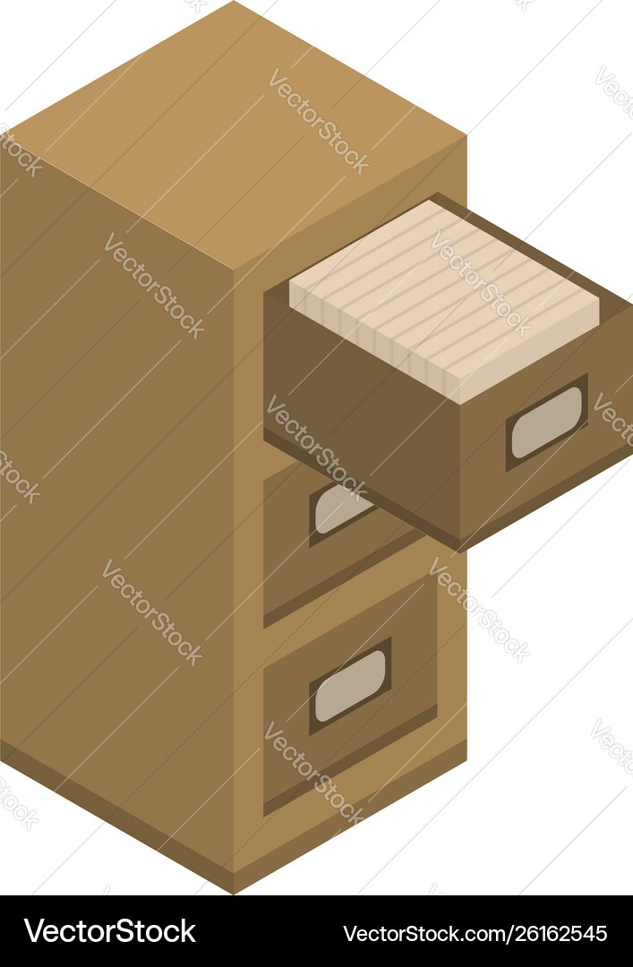 Open archive drawer icon isometric style Open archive drawer icon isometric style vector image