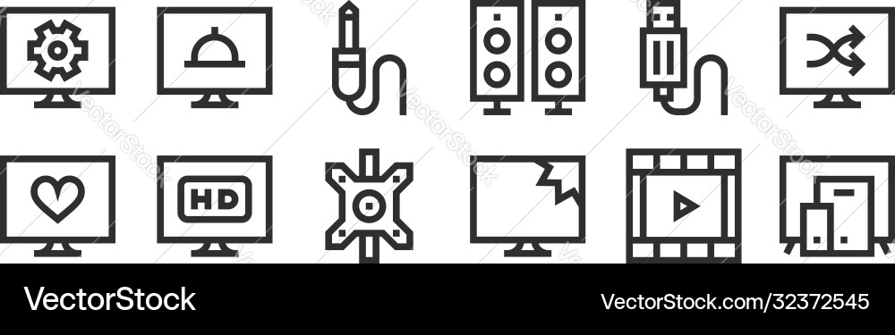 Set 12 thin outline icons such as responsive Set 12 thin outline icons such as responsive vector image