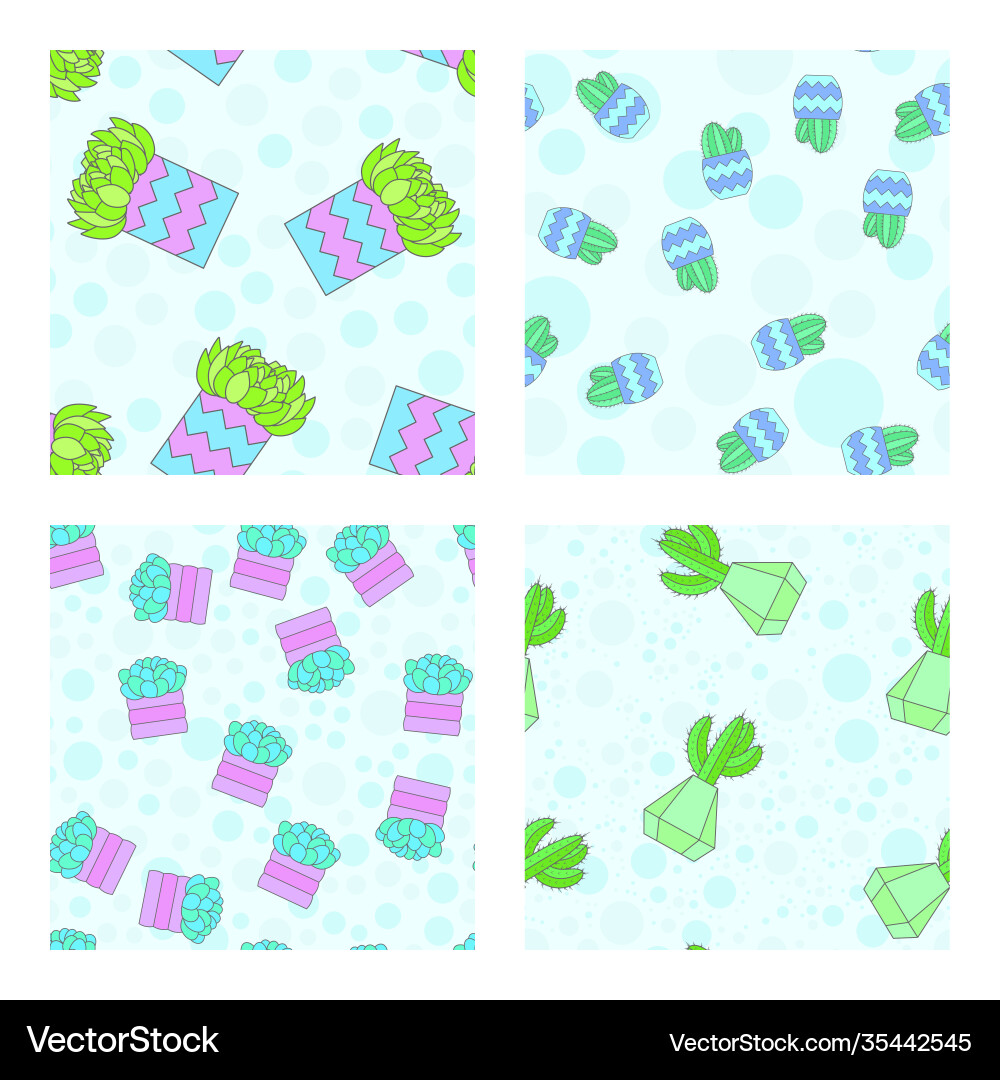 Set four seamless patterns with cacti Set four seamless patterns with cacti vector image