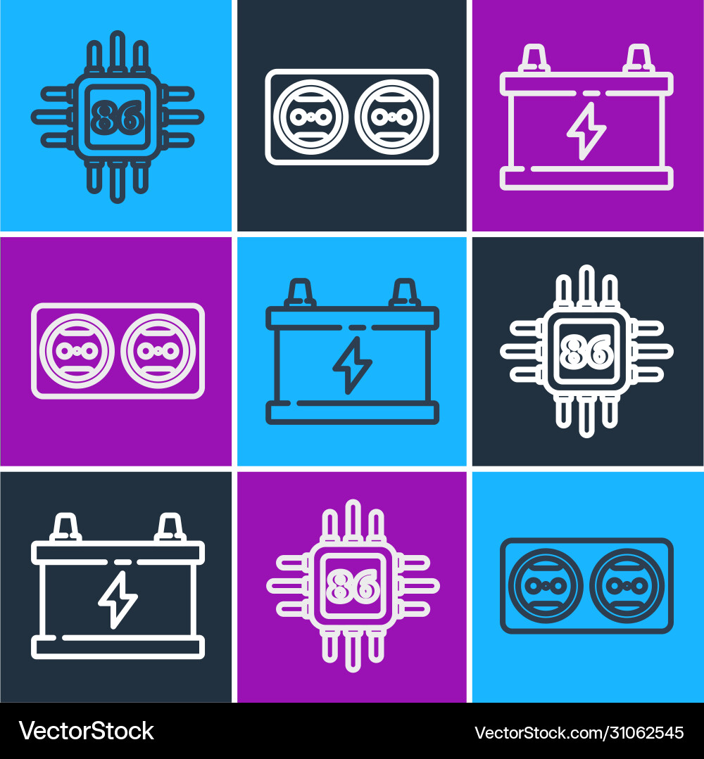 Set line processor with microcircuits cpu car Set line processor with microcircuits cpu car vector image