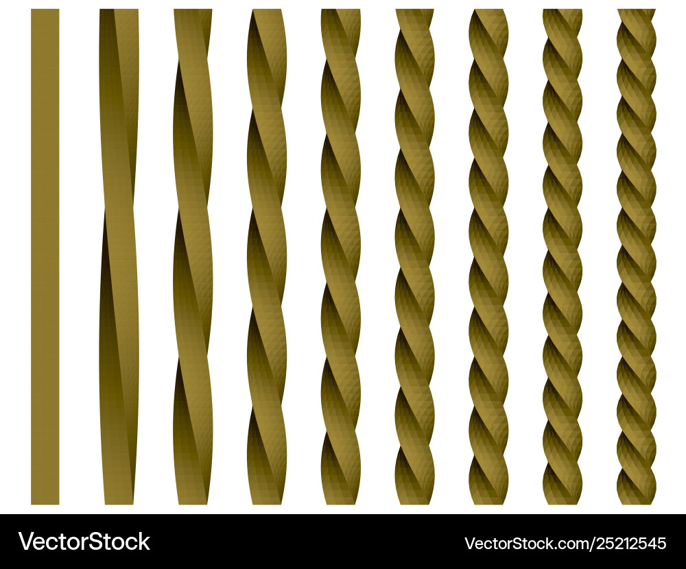 Set with a spiral twisted rectangle 3d Vector Image