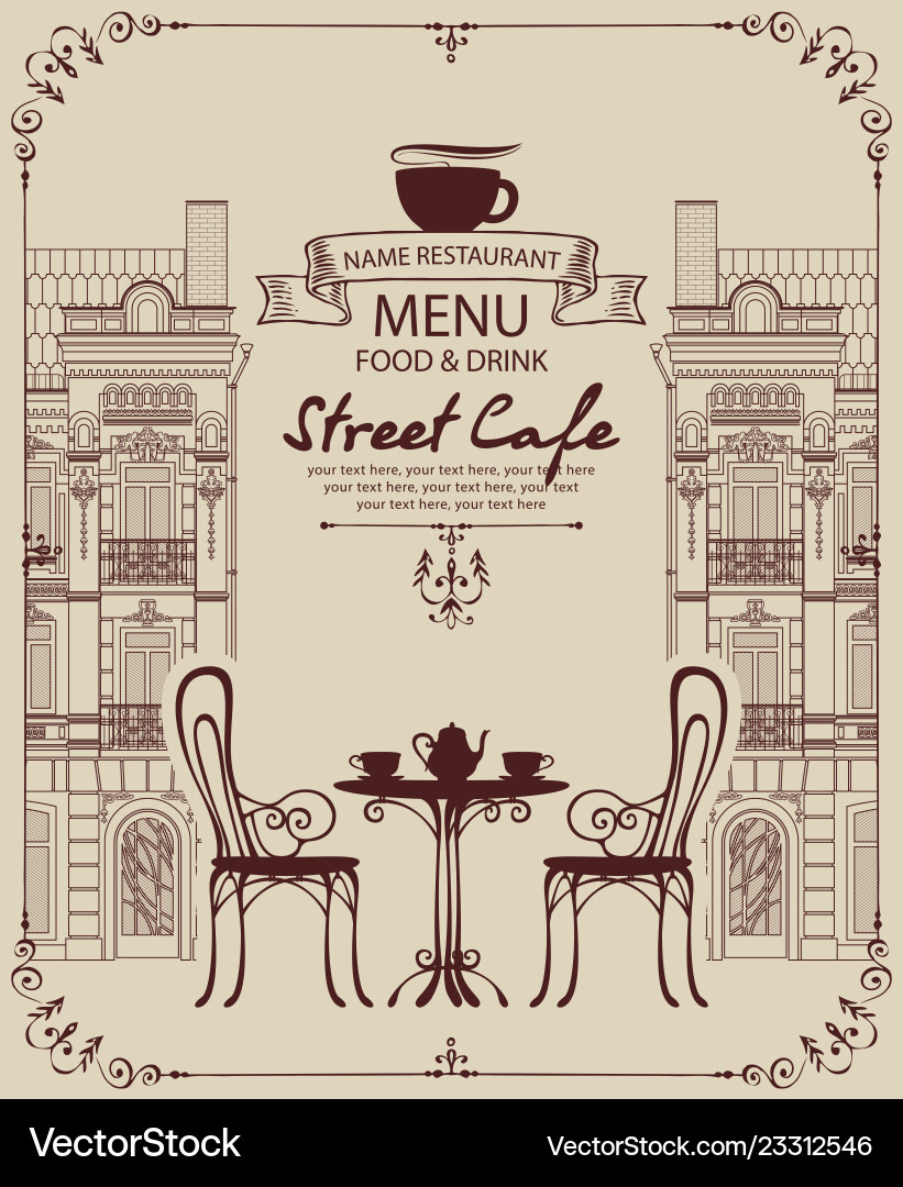 Café-Menü mit Tisch in der Altstadt Café-Menü mit Tisch in der Altstadt vektorbild