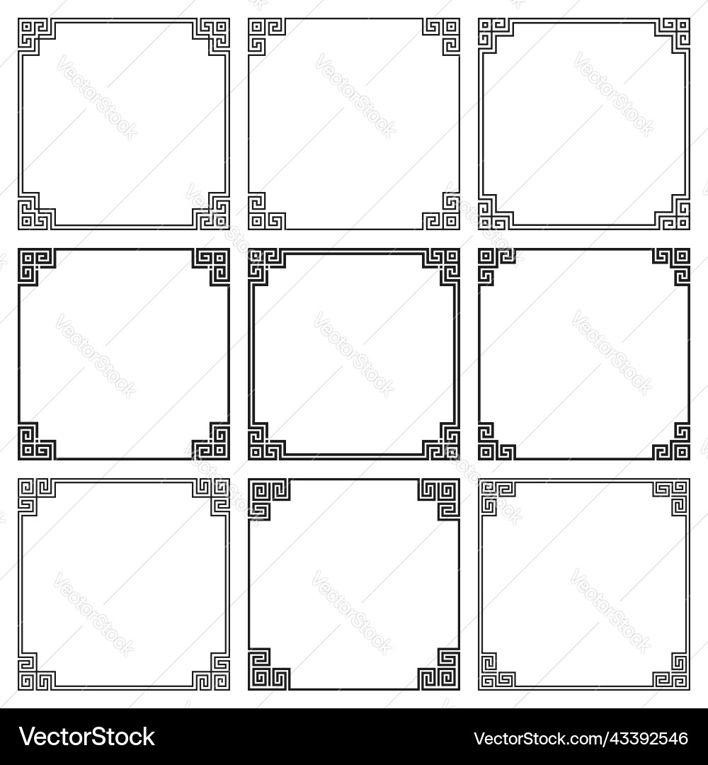 Collection of simple square frames with elements Collection of simple square frames with elements vector image
