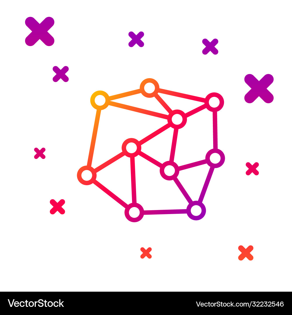Color line neural network icon isolated on white Vector Image