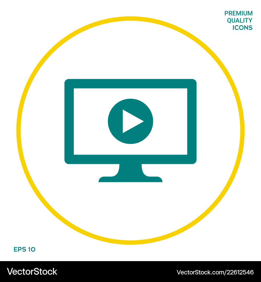 Computer with play button icon graphic elements Computer with play button icon graphic elements vector image