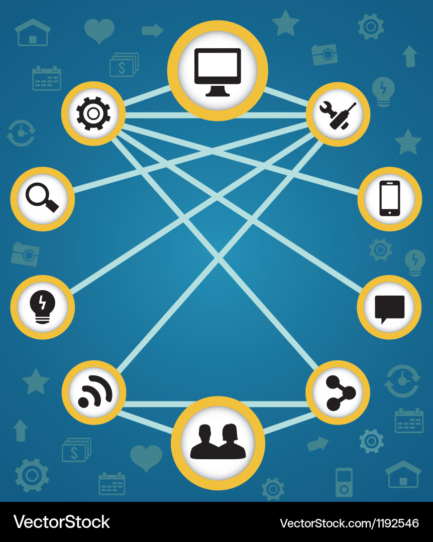 Concept of connection and functions Vector Image
