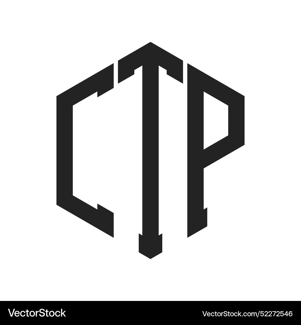 CTP Initial Monogram Logo - Hexagon Shape vector image