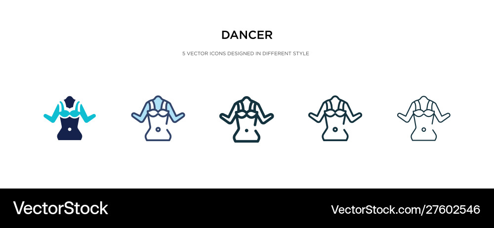 Dancer icon in different style two colored Dancer icon in different style two colored vector image