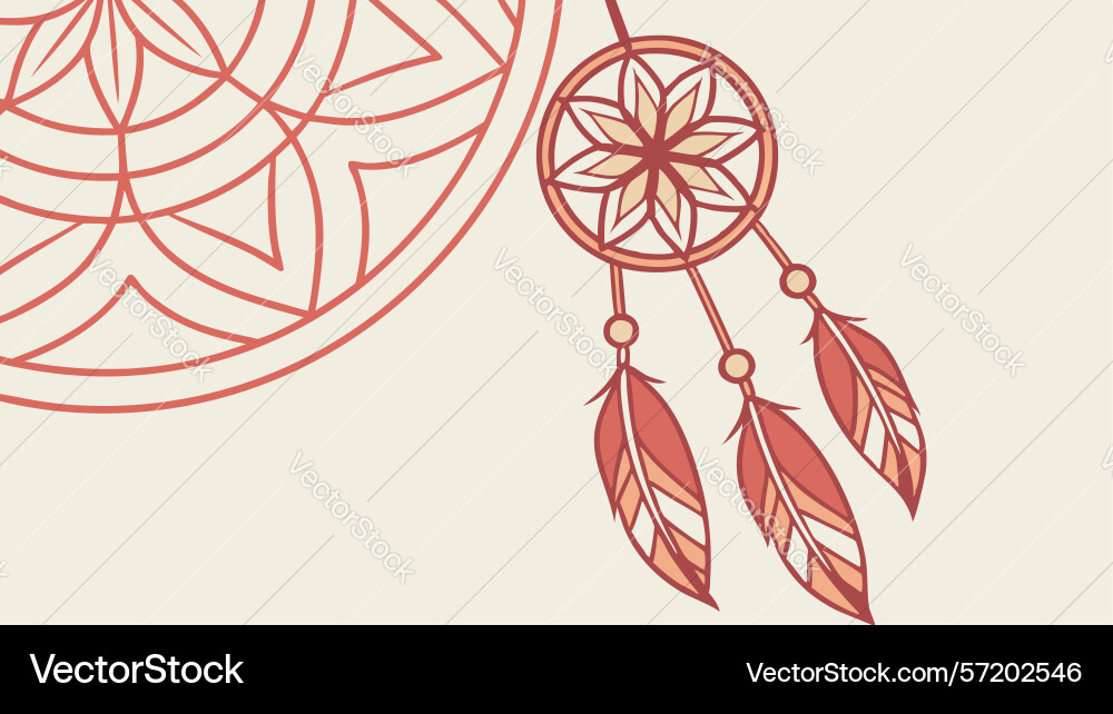 Dreamcatcher with feathers on abstract pattern Vector Image