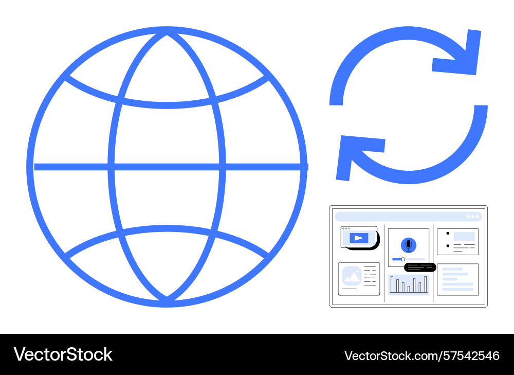Global connectivity and data synchronization Global connectivity and data synchronization vector image