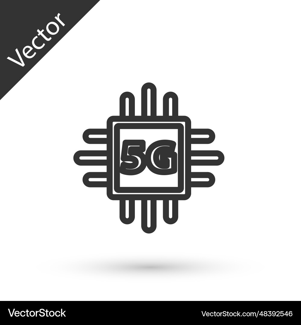 Grey line computer processor 5g Grey line computer processor 5g vector image