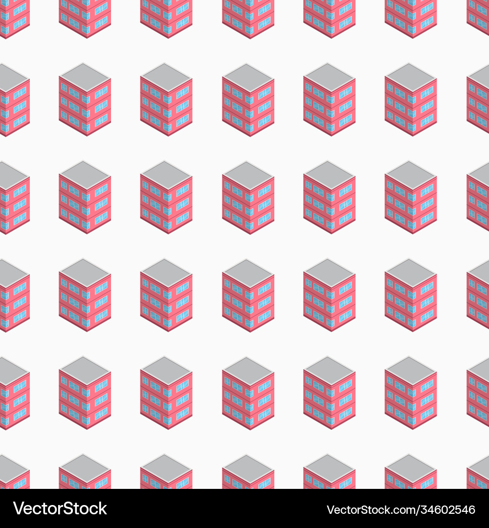 Isometric building seamless pattern Vector Image