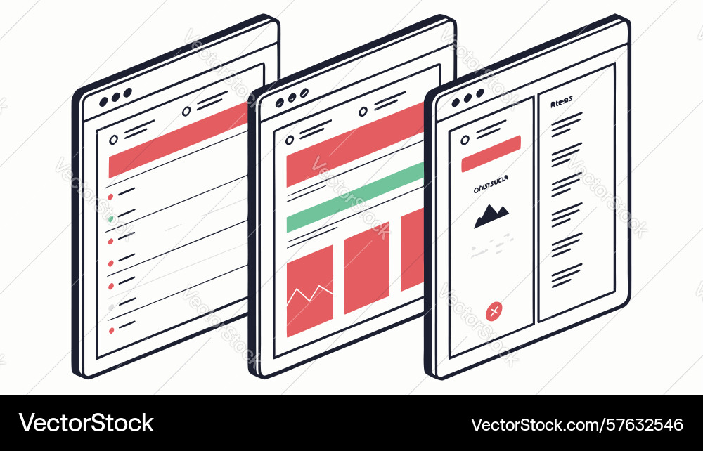 Mobile web application interface user experience vector image