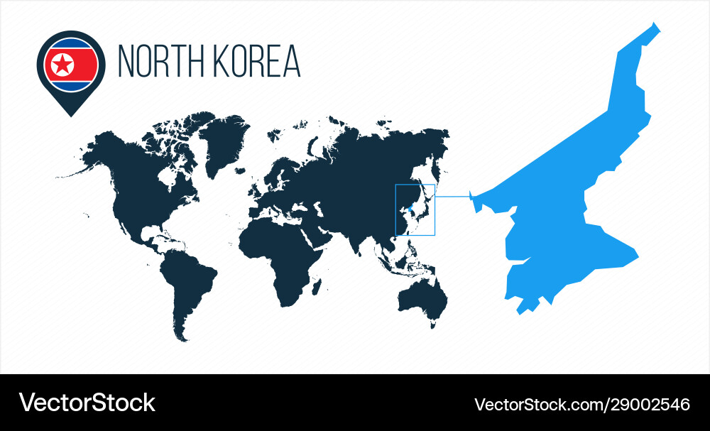 Nordkorea Karte auf einer Welt mit Flagge Nordkorea Karte auf einer Welt mit Flagge vektorbild