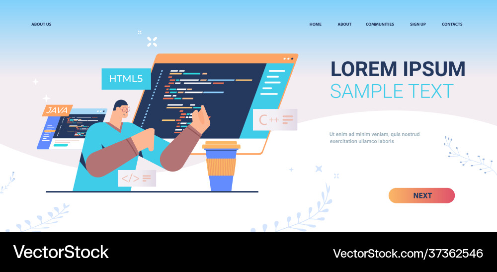 Programmierer Schreibcode für Computer-App Programmierer Schreibcode für Computer-App vektorbild
