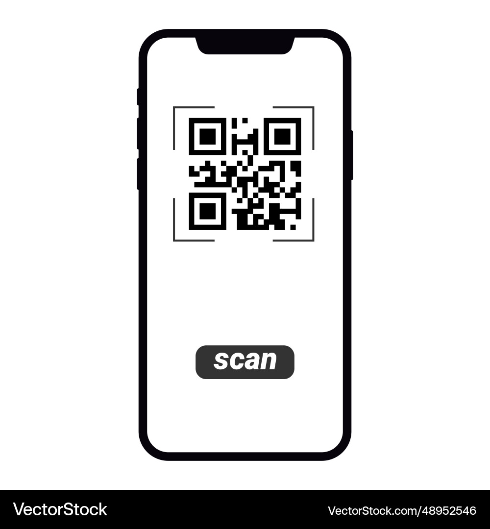 Scan qr code with mobile phone color editable vector image