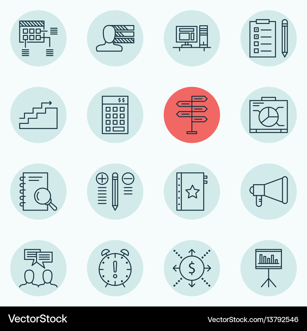 Set of 16 project management icons includes Set of 16 project management icons includes vector image