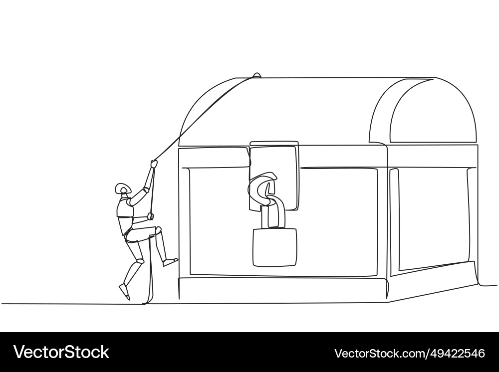 Single continuous line drawing smart robot climbs Single continuous line drawing smart robot climbs vector image