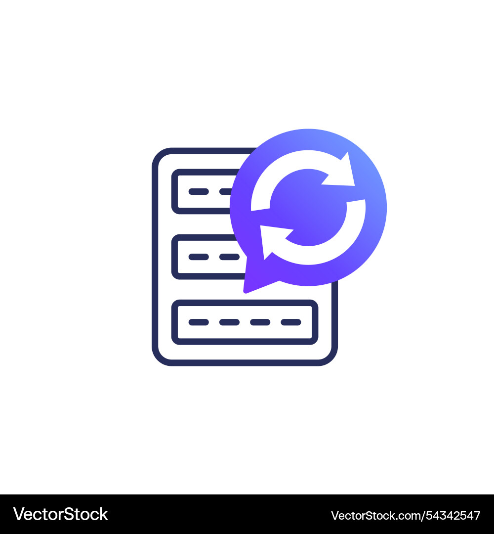 Backup server data icon on white vector image